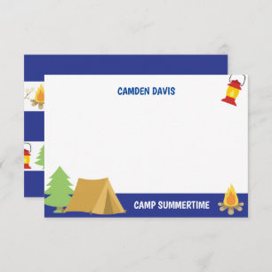 Camp d'été Cartes de notes plats personnalisées