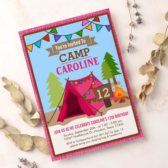 Camp Out Glamping Invitation de fête d'anniversair (Créateur téléchargé)