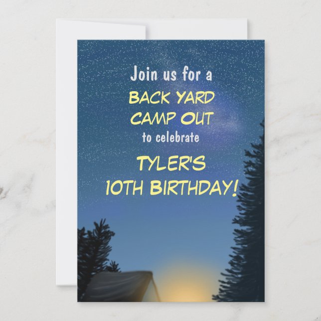 Camp Out Starry Night Party Invitation (Devant)