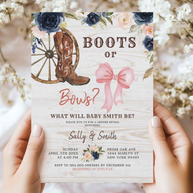 Campagne Boots ou Bows Genre Révéler Invitation (Créateur téléchargé)