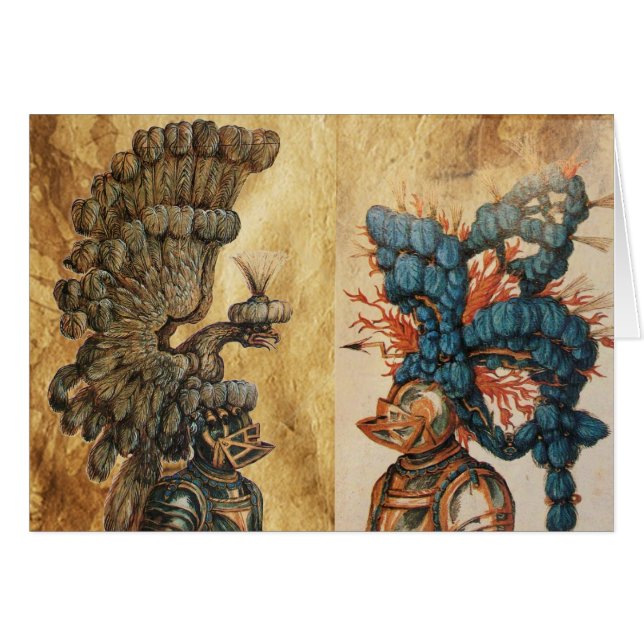 CAMPAGNE DE CHEVALIER ANTIQUE AVEC AÂLE ET PLUMES (Devant horizontal)