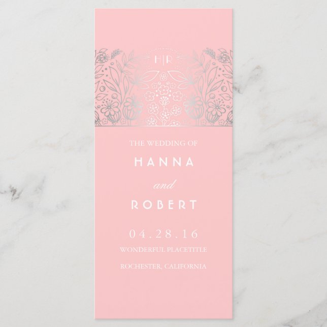 Campagne Fleurs d'argent Programmes de mariage ros (Devant)