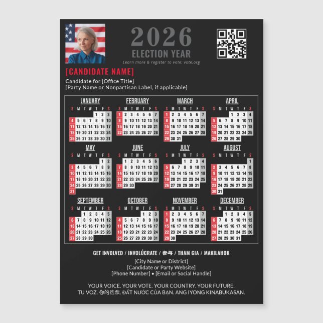 Campagne politique QR Code 2026 Calendrier magnéti (Devant)