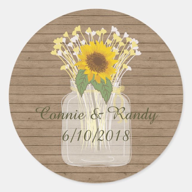 Campagne Russe Mason Jar Stickers Tournesol (Devant)