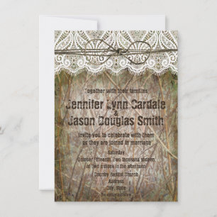 Campagne rustique Camo rose Bow Invitations de mar