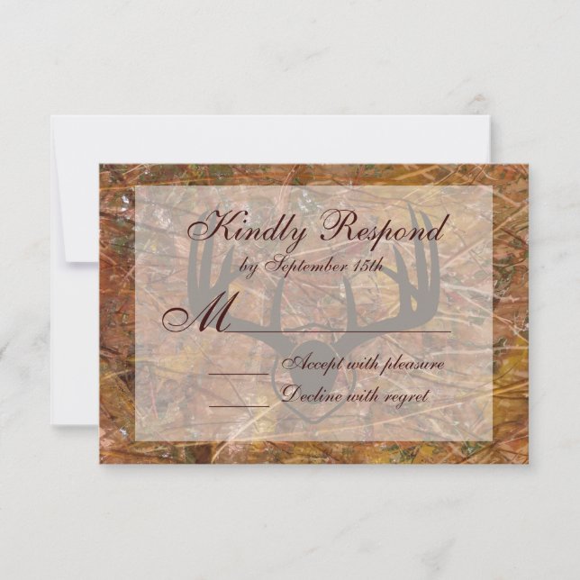 Campagne rustique Chasse Camo Antlers Mariage RSVP (Devant)