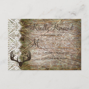 Campagne rustique Chasse Camo Antlers Mariage RSVP