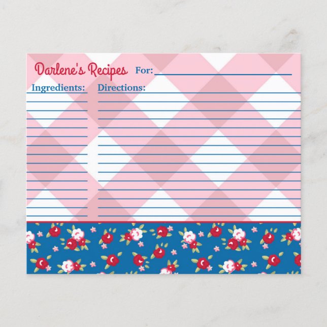 Campagne Shabby Chic Fleurs et Carreaux Personnali (Devant)