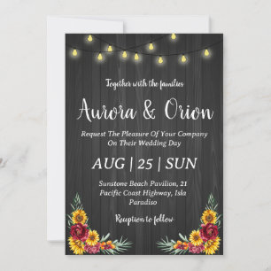 campagne tournesol et burgundy invitations de mari