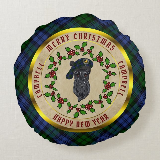 Campbell Scottie Chien Noël Coussin rond (Dos)