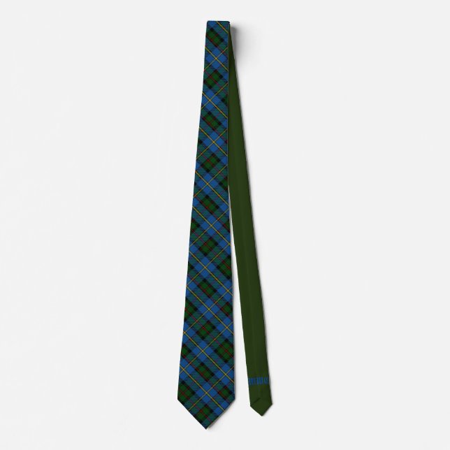 Campbell Scottish Tartan & Green Monogram Cravate (Devant)