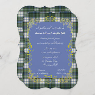 Campbell Tartan avec Gold Frame Invitation