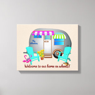 Camper Argent Nom de bienvenue toile étirée Imprim