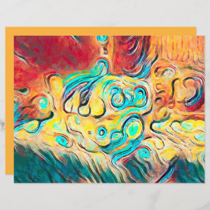 Camper Retro Hippie couleur rouge jaune Abstrait