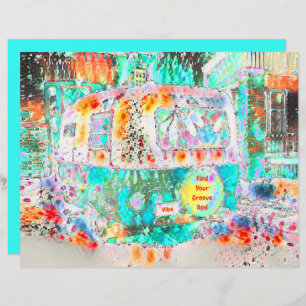 Camper Retro Hippie Green Groove Et Vibe Pop Art