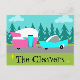 Camper Rétro / Remorque et carte postale