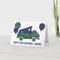 Camper Van avec Pop Up Tente Carte texte personnal
