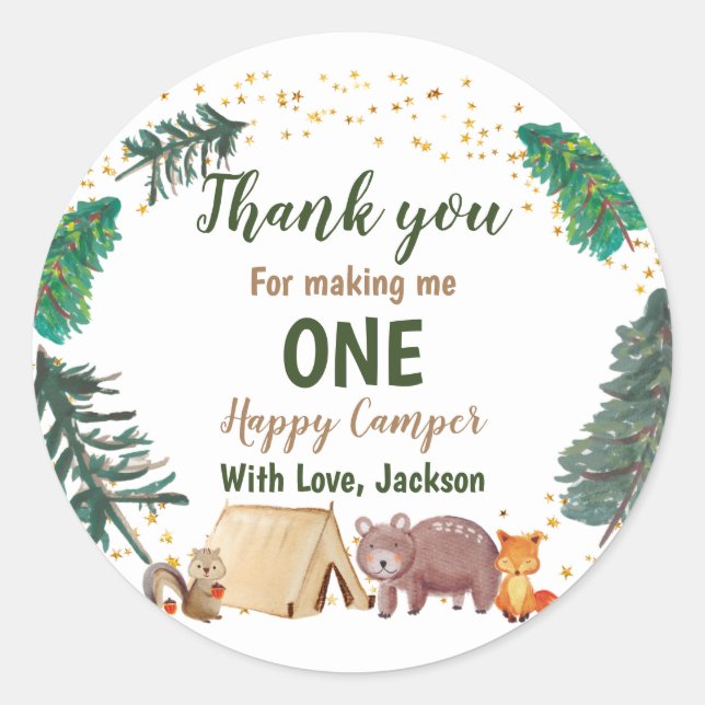 Camper Watercolor Sticker Merci 1er anniversaire (Devant)