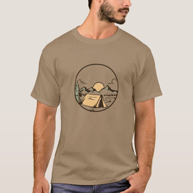 Camping Adventure Mountain T-Shirt | Retro Nature (Devant)