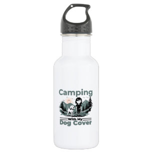 Camping avec mon chien Bouteille d'eau en acier in