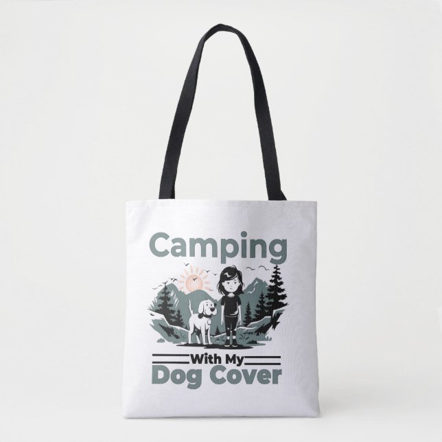 Camping avec mon chien Sac fourre-tout réutilisabl (Devant)
