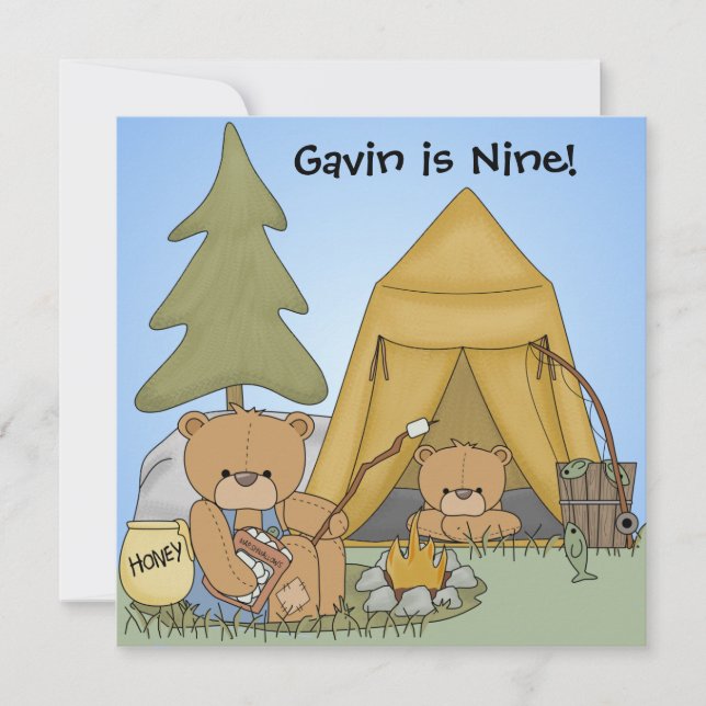 Camping Customisé Invitations d'anniversaire (Devant)