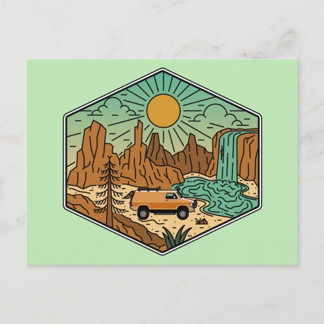 Camping dans le désert carte postale de la vie en  (Devant)