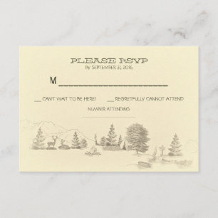 Camping dans les bois Mariage cartes RSVP