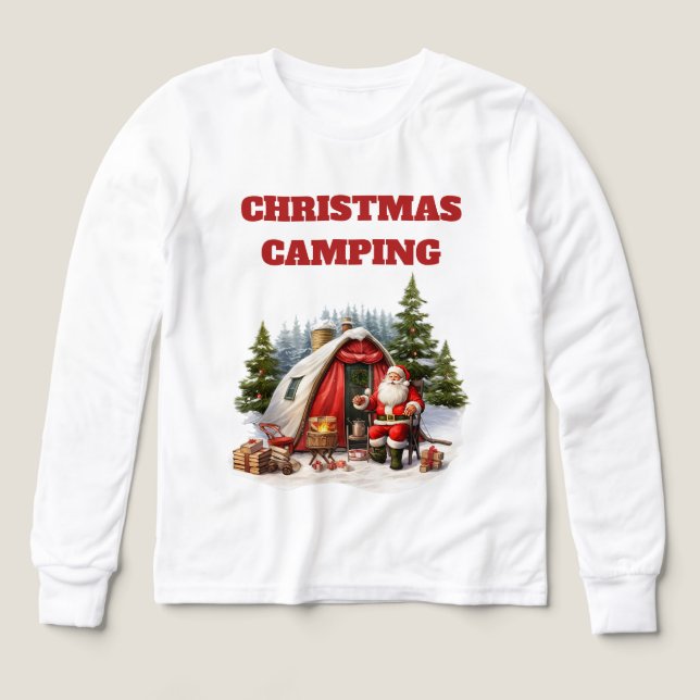 Camping de Noël Filles Longue Manche (Motif recto)
