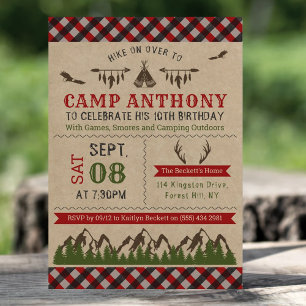 Camping en plein air Invitations de fête d'anniver