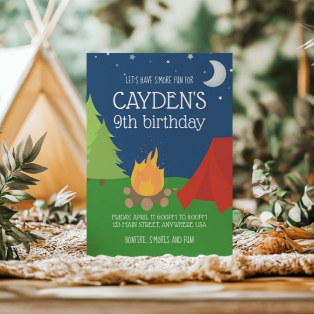 Camping et S'mores Invitation d'anniversaire (Créateur téléchargé)