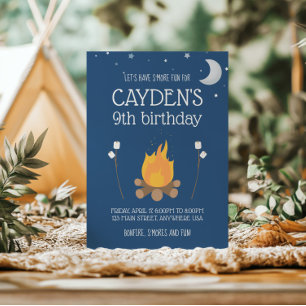 Camping et S'mores Invitation d'anniversaire