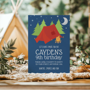 Camping et S'mores Invitation d'anniversaire