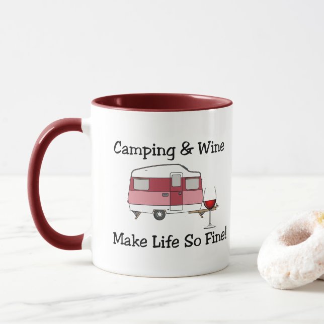 Camping et vinification Combo Mug (Avec donut)