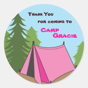 Camping Fille Anniversaire Fête Favoriser Sticker