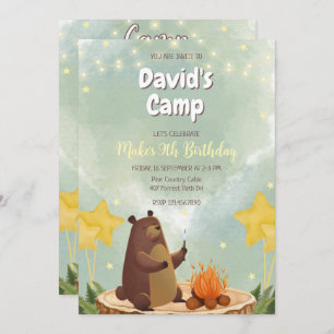 Camping Forêt Ours Boy Invitation Anniversaire