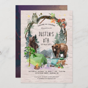 Camping Invitation à une fête à thème