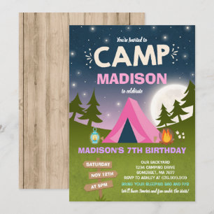 Camping Invitation Anniversaire Camp hors fête