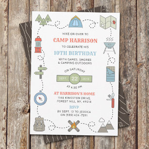 Camping Invitations de fête d'anniversaire