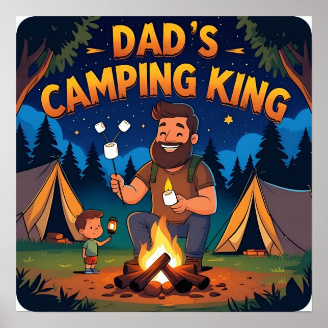 Camping King Papa Poster numérique Art Imprimer (Devant)