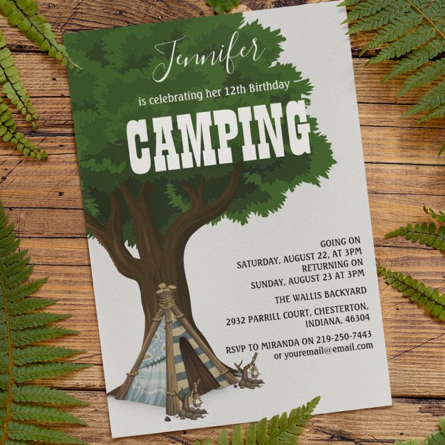 Camping moderne élégant Invitation de fête d'anniv (Créateur téléchargé)