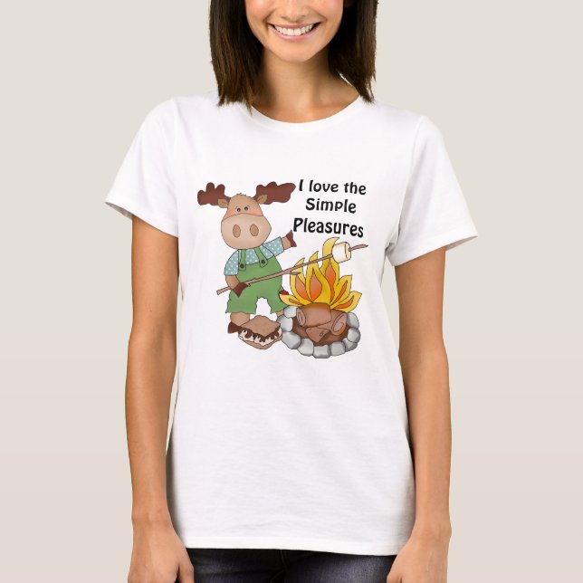Camping Moose dessin animé t-shirt fun (Devant)