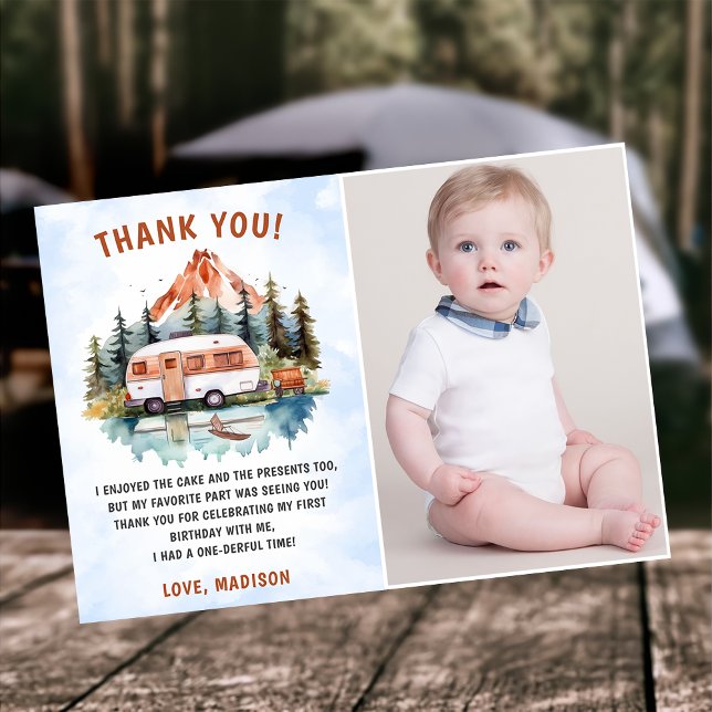 Camping Mountain Rustic Birthday Carte de remercie (Créateur téléchargé)