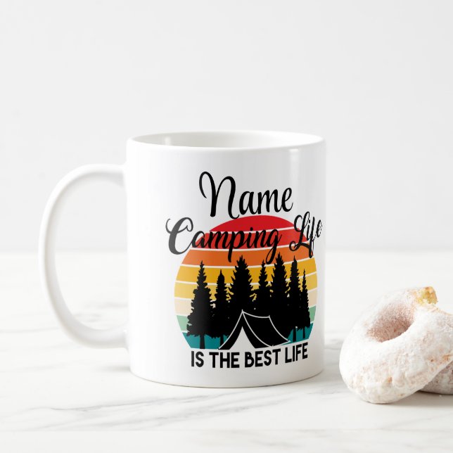 Camping personnalisé Conception de la vie Café Mug (Avec donut)
