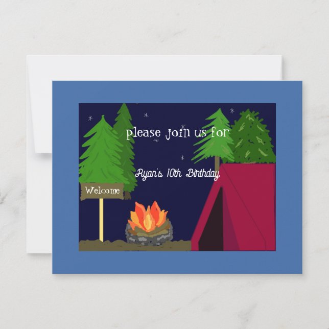 Camping Sleepover Anniversaire Fête Invitation (Devant)