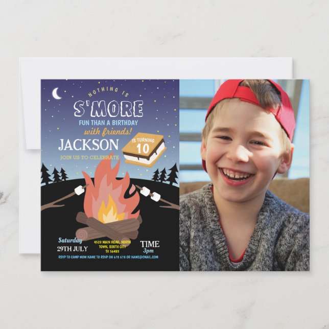 Camping S'More Camp Fire Invitation photo (Devant)