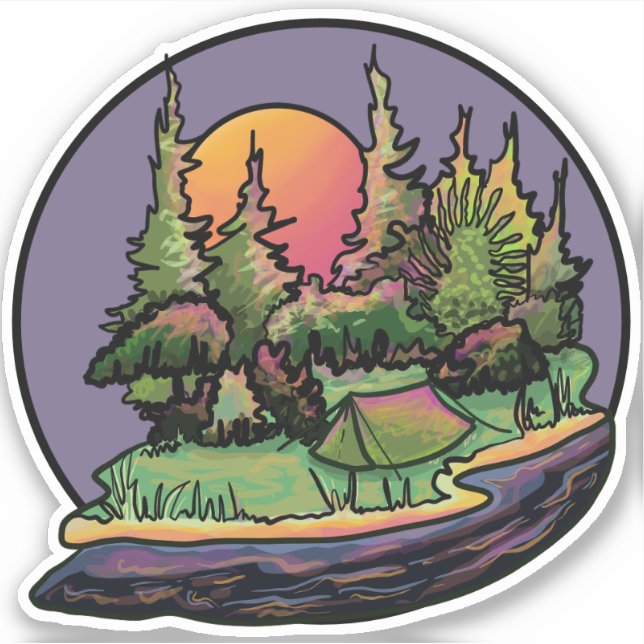 Camping Sticker Paysage (Devant)