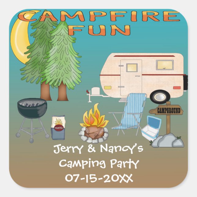 Camping Stickers Favour Fun (Devant)
