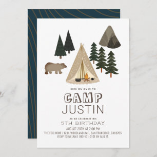 Camping Tente Bear Boy Invitation Anniversaire