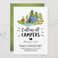 Camping Tente Invitation Anniversaire Camp out Boy